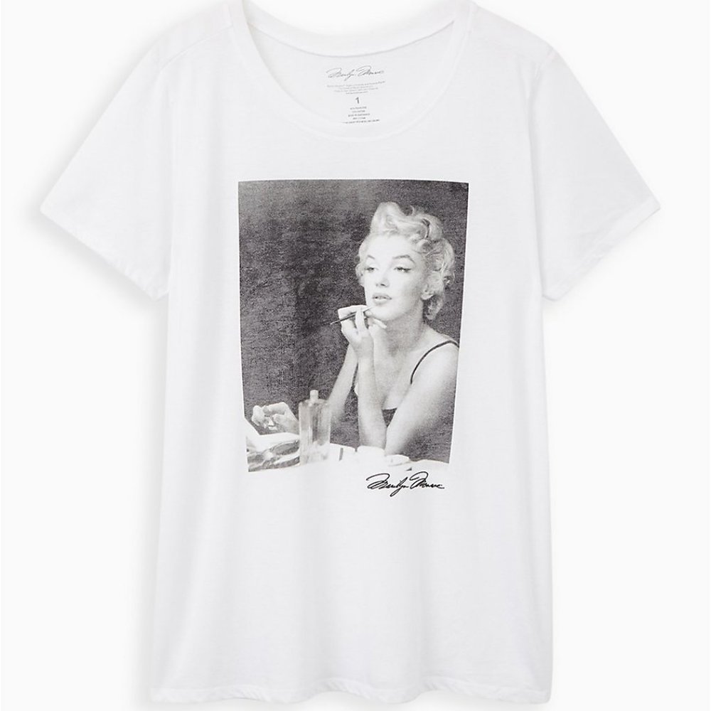 SLIM FIT CREW TEE - MARILYN MONROE MAKEUP WHITE